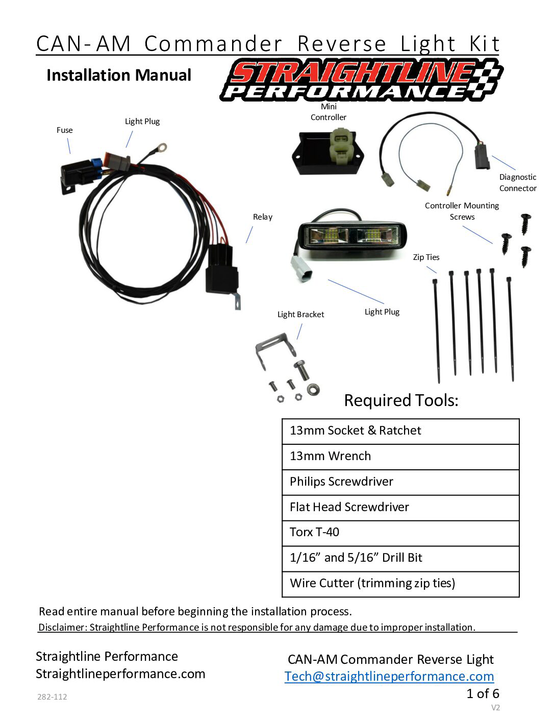 Straightline Reverse Light Kits Premium with Lights Electrical 282-112 - Smart Wire Kit Single