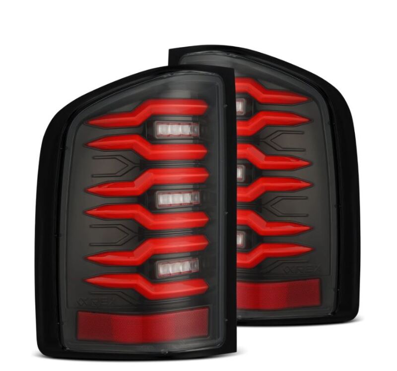 AlphaRex 620000 AlphaRex 07-14 Chevrolet Silverado 1500/2500HD/3500HD Luxx-Series LED Tail Lights Black/Red - 620000