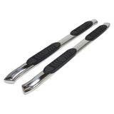 Chrome side step bars with black pads on A7068S Trailfx Oval Bent End Bar Pss