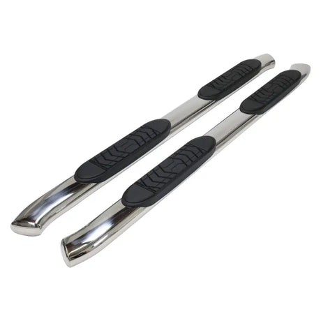 Chrome side step bars with black pads on A7068S Trailfx Oval Bent End Bar Pss