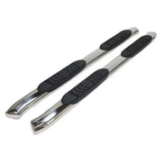 Chrome running boards with black step pads and bent end bar for A7080S Trailfx