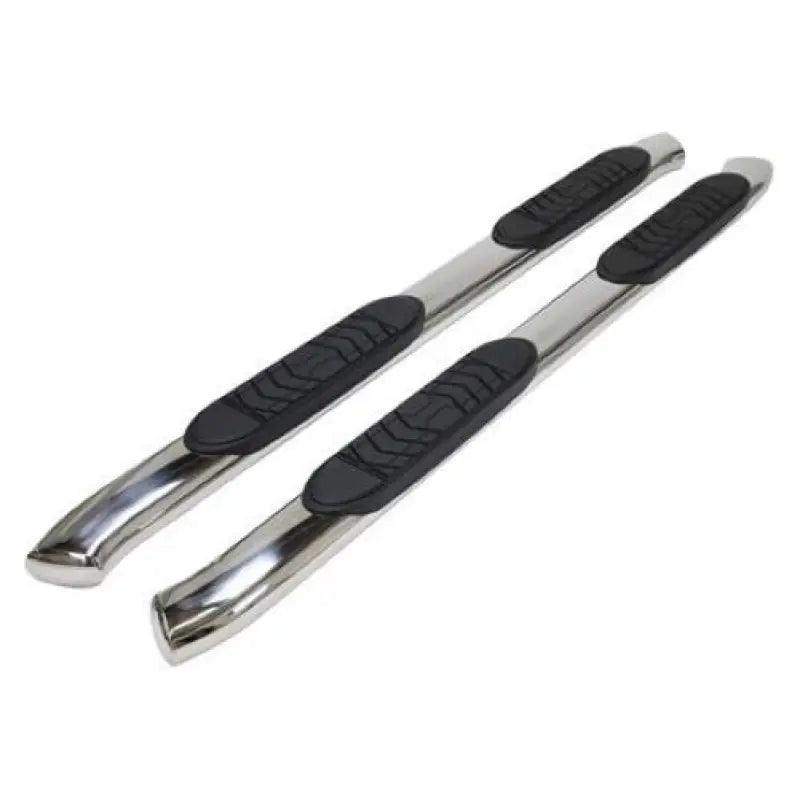 Chrome running boards with black step pads and bent end bar for A7080S Trailfx