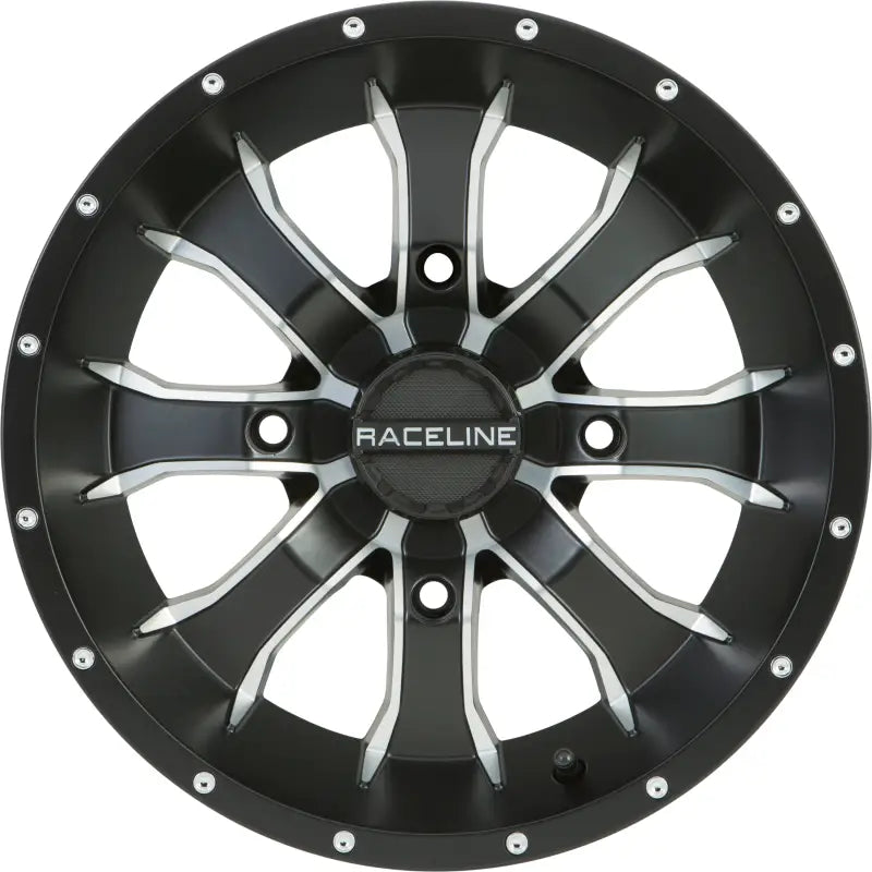 RACELINE Mamba Wheel 14x7 4/156 4+3 (+5mm) Blk/Machined for Powersports