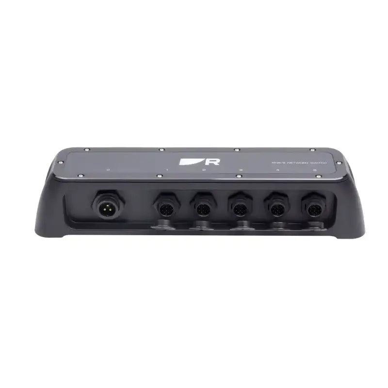 Black Raymarine A80731 5 Port Raynet Gigabit Switch with multiple electronic ports
