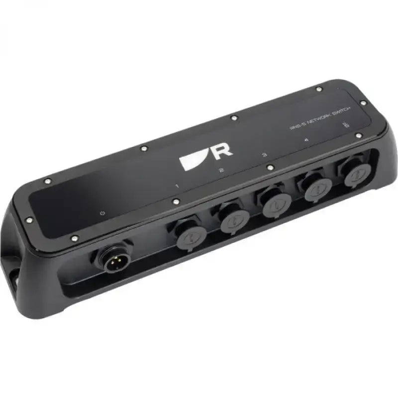 Black 5 Port Raymarine Gigabit Switch with multiple network ports for seamless connectivity