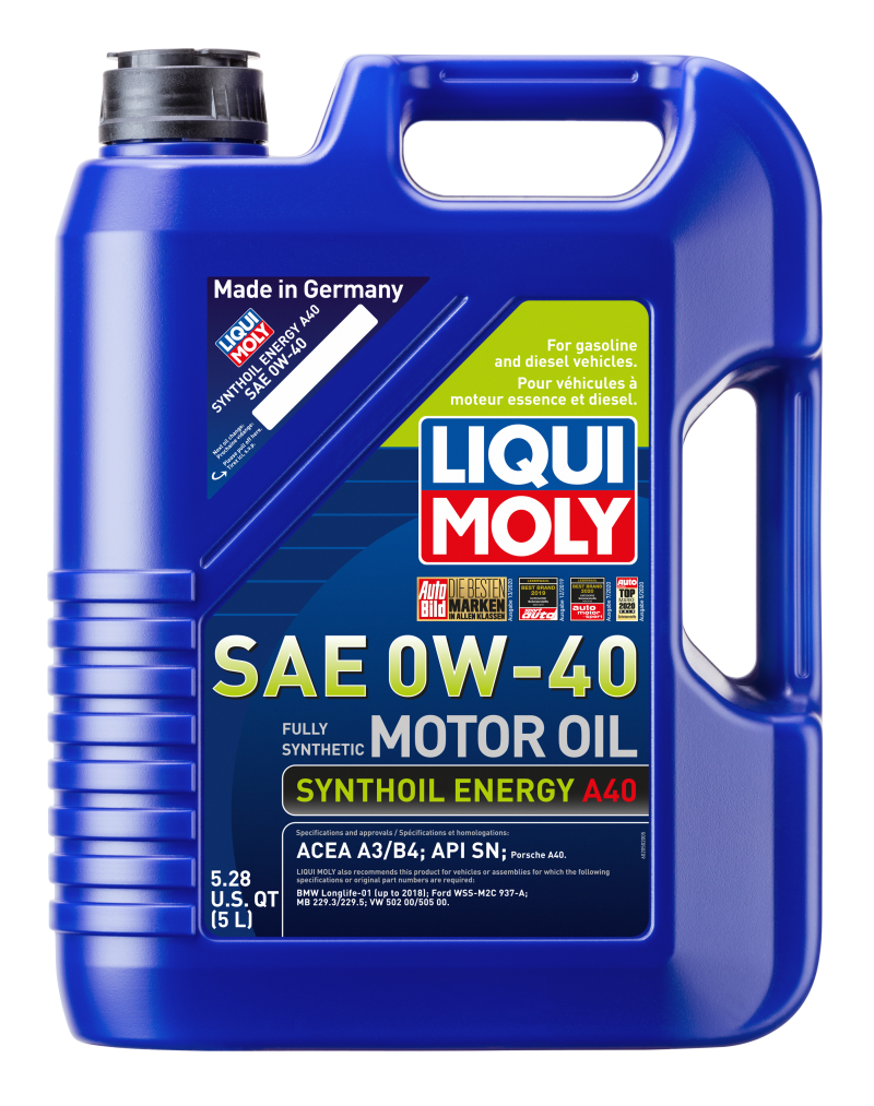 LIQUI MOLY 2050 LIQUI MOLY 5L Synthoil Energy A40 Motor Oil SAE 0W40 - Case of 4