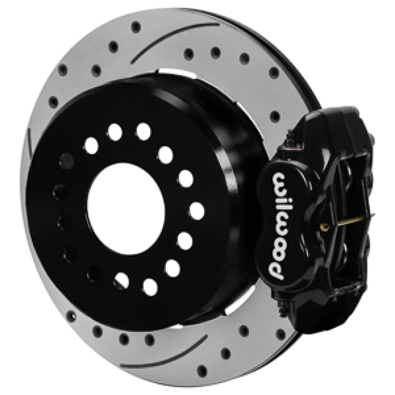Wilwood 140-17120-D Wilwood Chevy Monte Carlo Forged 4 Piston DynaPro Black Caliper HP32 VV D&S Rotor - 11.00x0.81