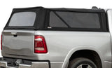 Silver pickup truck with black soft-shell truck cap for Toyota Tacoma soft folding topper