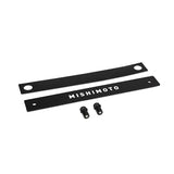 Black Mishimoto radiator stay set for license plate delete and styling upgrade