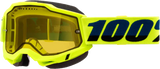 Yellow snowmobile goggle with fluo yellow lens for motocross and snow adventures
