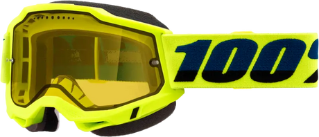 Yellow snowmobile goggle with fluo yellow lens for motocross and snow adventures