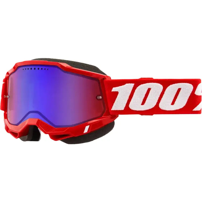 Accuri 2 Snowmobile Goggle Neon Red Mirror Red/Blue Lens - Powersports