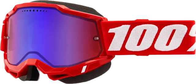 Accuri 2 Snowmobile Goggle Neon Red Mirror Red/Blue Lens - Powersports