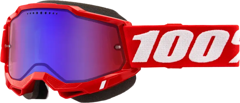 Accuri 2 Snowmobile Goggle Neon Red Mirror Red/Blue Lens - Powersports