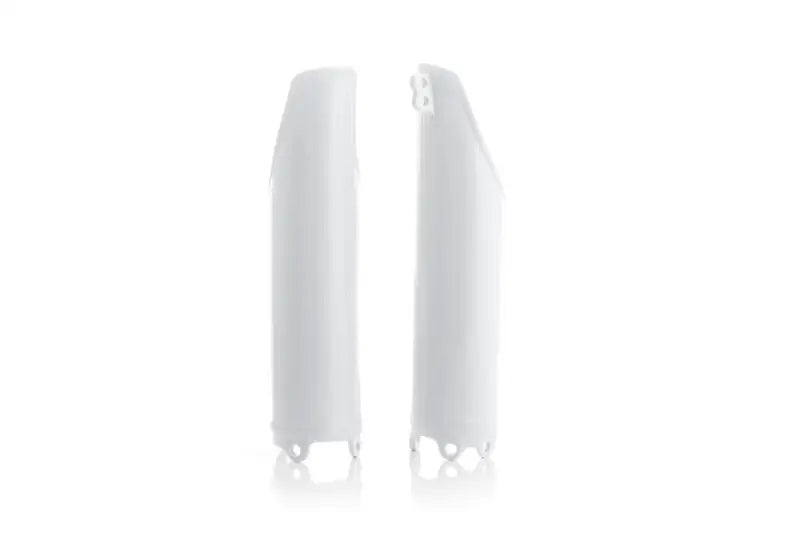 White plastic lower fork guards for Honda CRF250R bike with red lower fork cover set