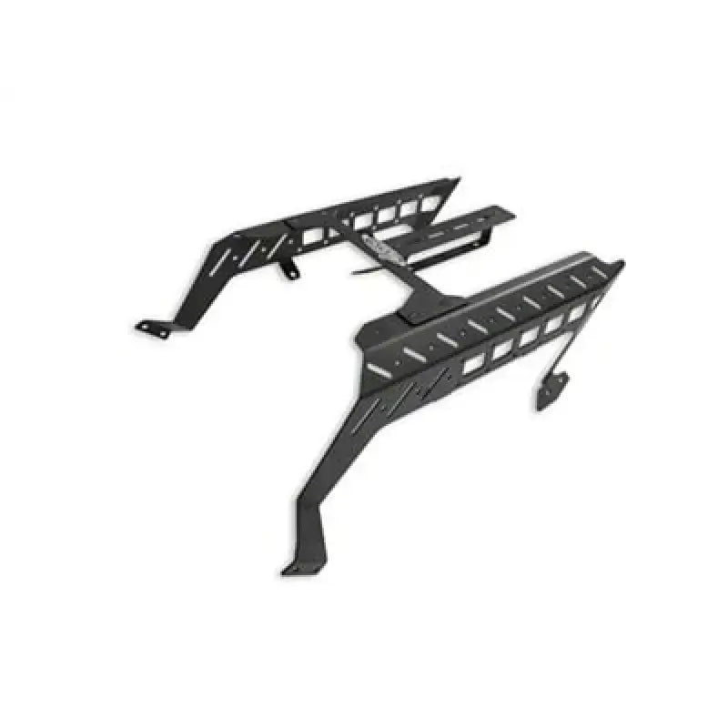 Black metal vehicle rack on Ford Raptor center console with Molle panels for added storage