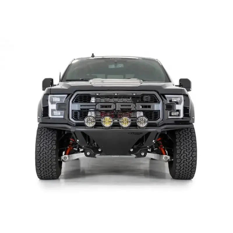 Black Ford Raptor with Addictive Desert Designs light hoop for added style and function