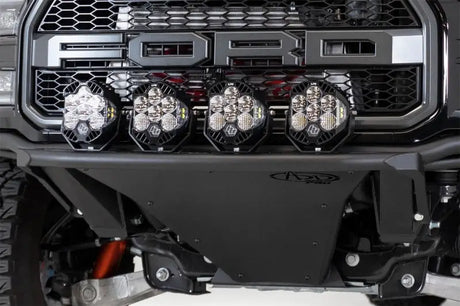 Addictive Desert Designs Ford Raptor light hoop with front bumper lights in hammer black