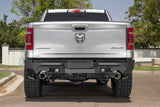 Silver Ram pickup truck rear with Addictive Desert Designs Hammer Stealth Fighter bumper