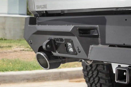 Gray truck rear bumper with exhaust pipe for Addictive Desert Designs Hammer Stealth Fighter