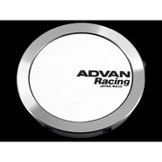 Advan 63mm Full Flat Centercap - White/Silver Alumite - Truck & Automotive