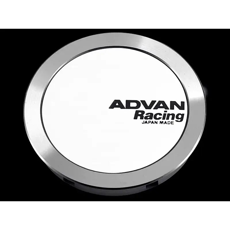 Advan 63mm Full Flat Centercap - White/Silver Alumite - Truck & Automotive