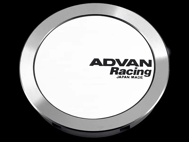Advan 73mm Full Flat Centercap - White/Silver Alumite - Truck & Automotive