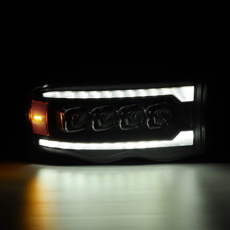 AlphaRex 880564 880564 AlphaRex 02-05 Dodge Ram 1500 NOVA LED Proj Headlights Plank Style Blk w/Activ Light/Seq Signal