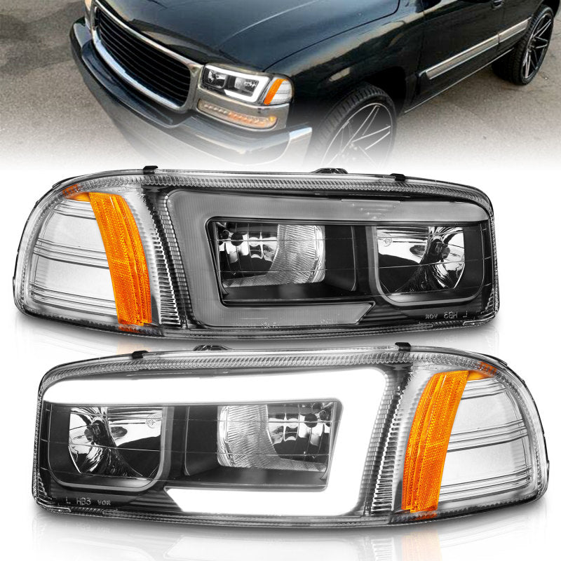ANZO 111522 Anzo 99-17 GMC Sierra/Denali Headlights Black Amber (w/C Light Bars)