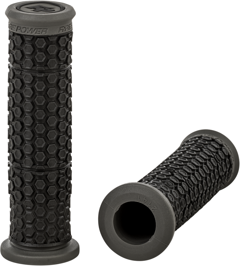 Fire Power Pilot Grips 24-0129 - Black Gray Atv Standard
