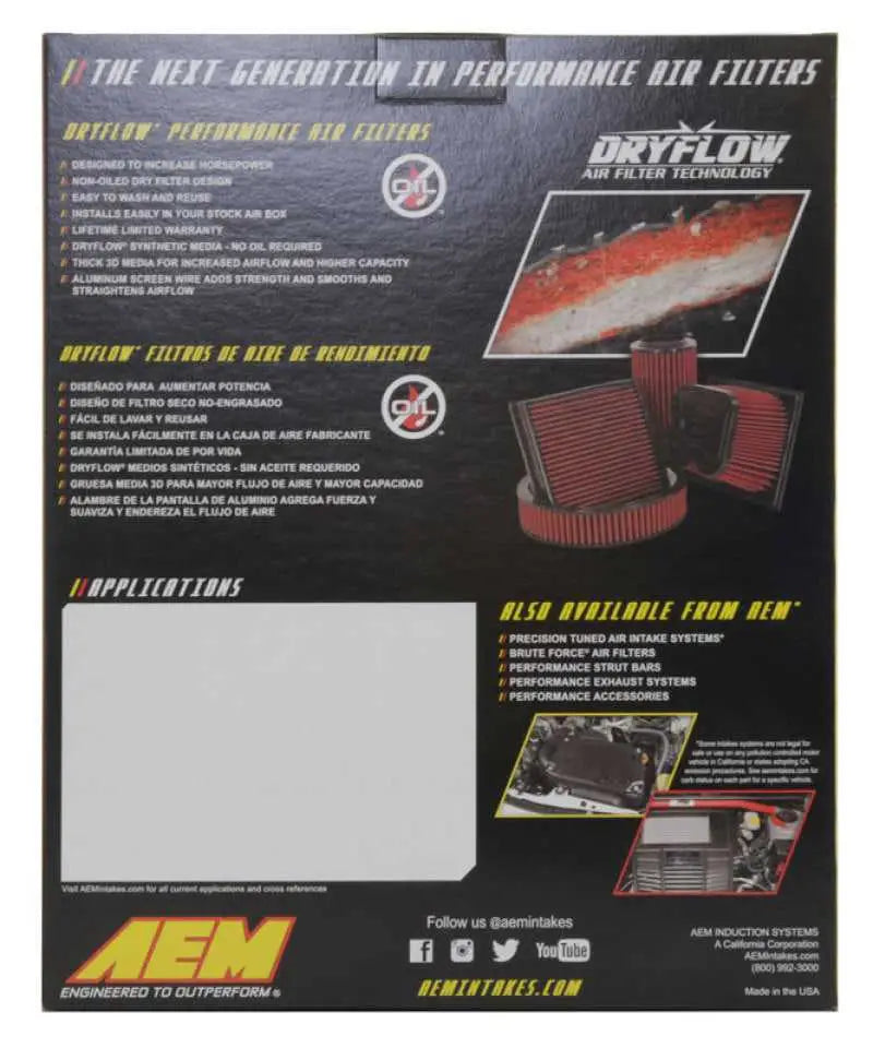AEM 15-18 Ford Everest L5-3.2L DSL DryFlow Air Filter 