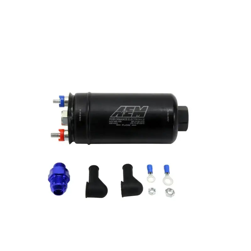 AEM 380LPH High Pressure Fuel Pump with -6AN Outlet and -10AN Inlet, installation hardware included.