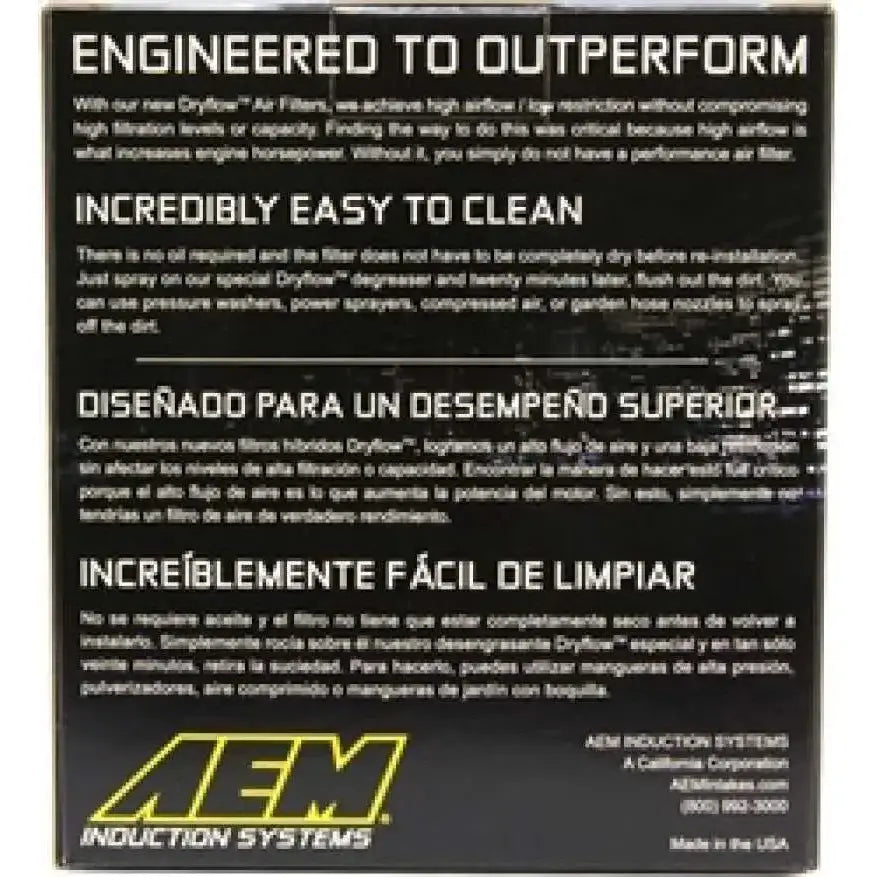 AEM 5 inch x 5 inch DryFlow Air Filter 