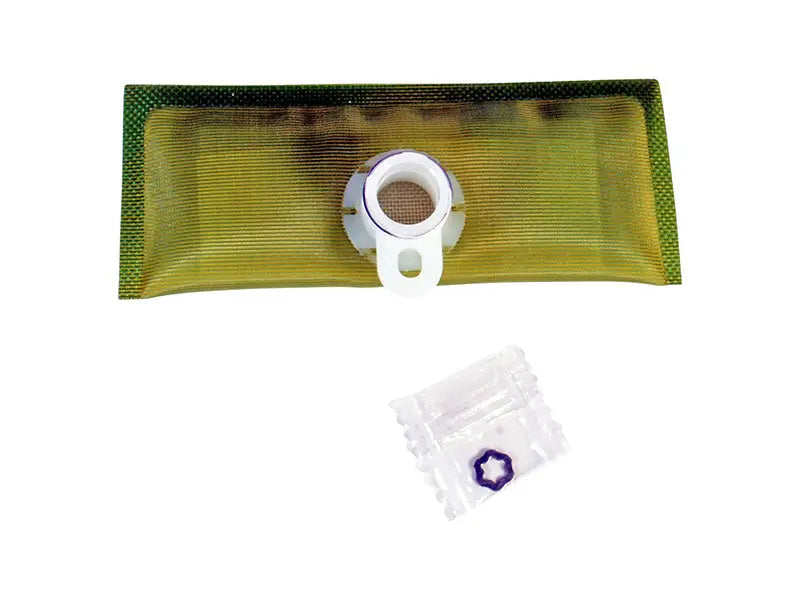 Rectangular fuel pump strainer with white plastic connector for AEM Replacement Pre-Filter