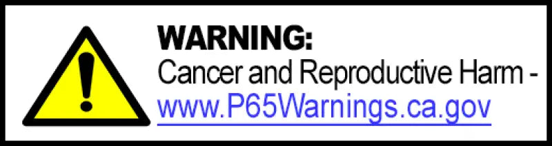 California Proposition 65 warning label on AEM Replacement Pre-Filter for Fuel Pump