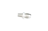 Silver metal threaded boost fitting with flare SS vacuum and 1/16in NPT threading