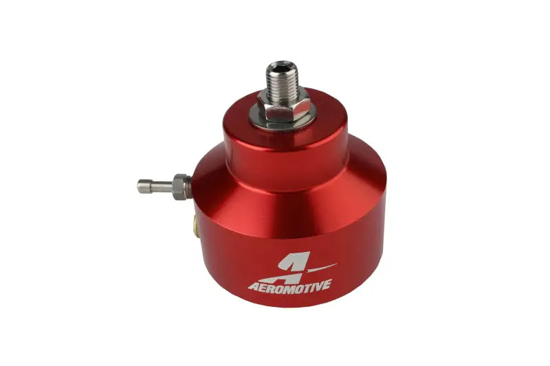 Aeromotive 86-93 Ford 5.0 Billet Adjustable Regulator, red finish, high-performance fuel pressure regulator.