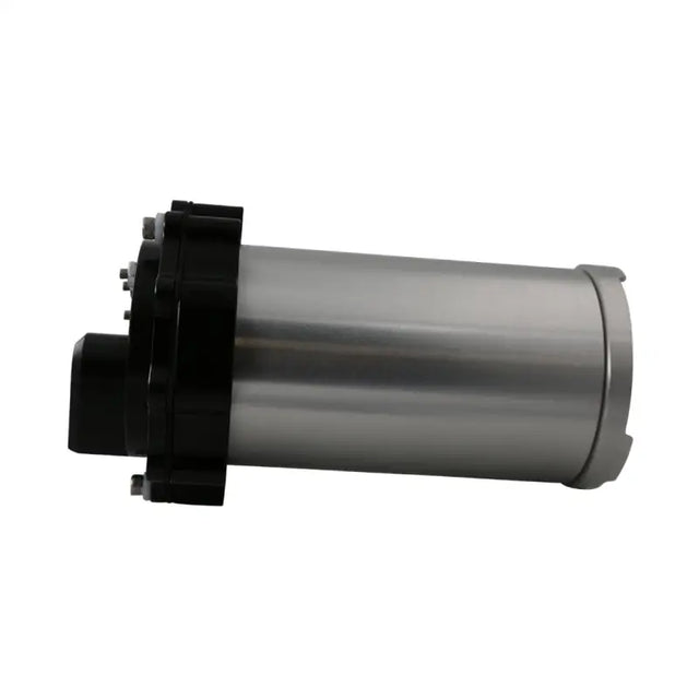 Cylindrical silver Aeromotive Brushless Eliminator fuel pump with black end caps