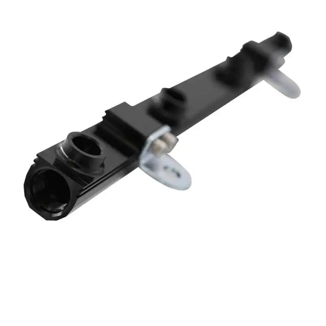 Black Aeromotive Ford fuel rails with metal brackets for 5.0L 4V engines