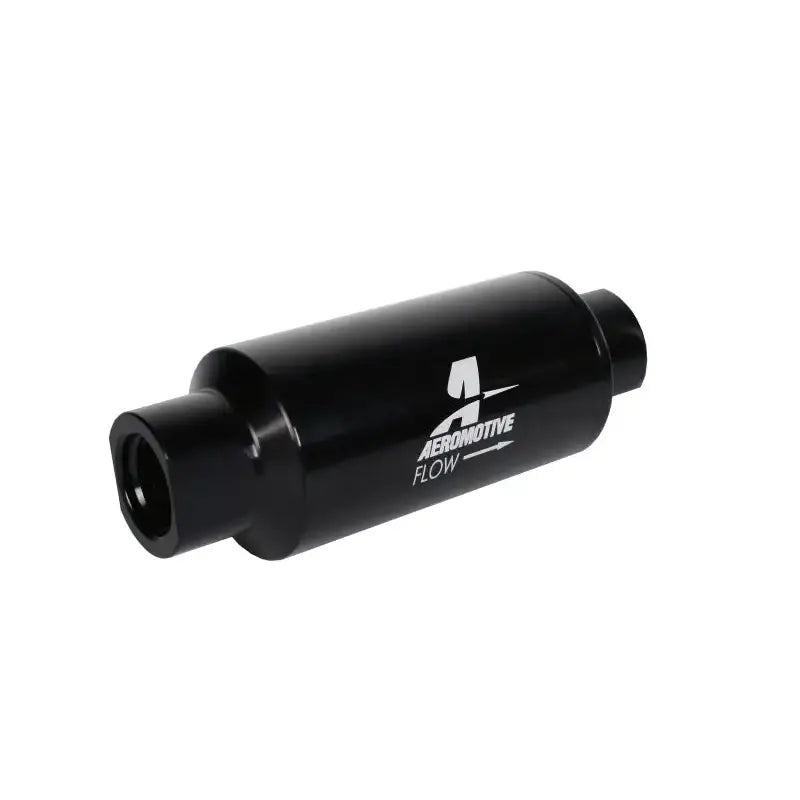 Aeromotive In-Line Filter 10AN, 10 Micron Microglass Element, Bright-Dip Black, 2in OD, Aircraft-Grade Billet Aluminum, Anodized Finish, High-Flow.