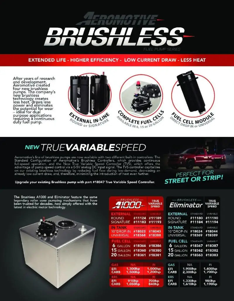 Aeromotive Variable Speed Controlled Fuel Pump - In-line - Signature Brushless A1000 - 11193