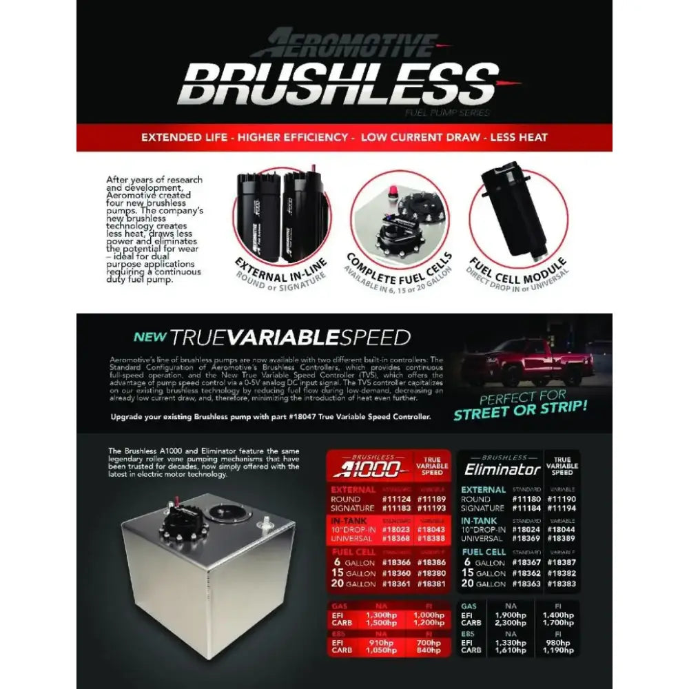 Aeromotive Variable Speed Controlled Fuel Pump - In-line - Signature Brushless A1000 - 11193