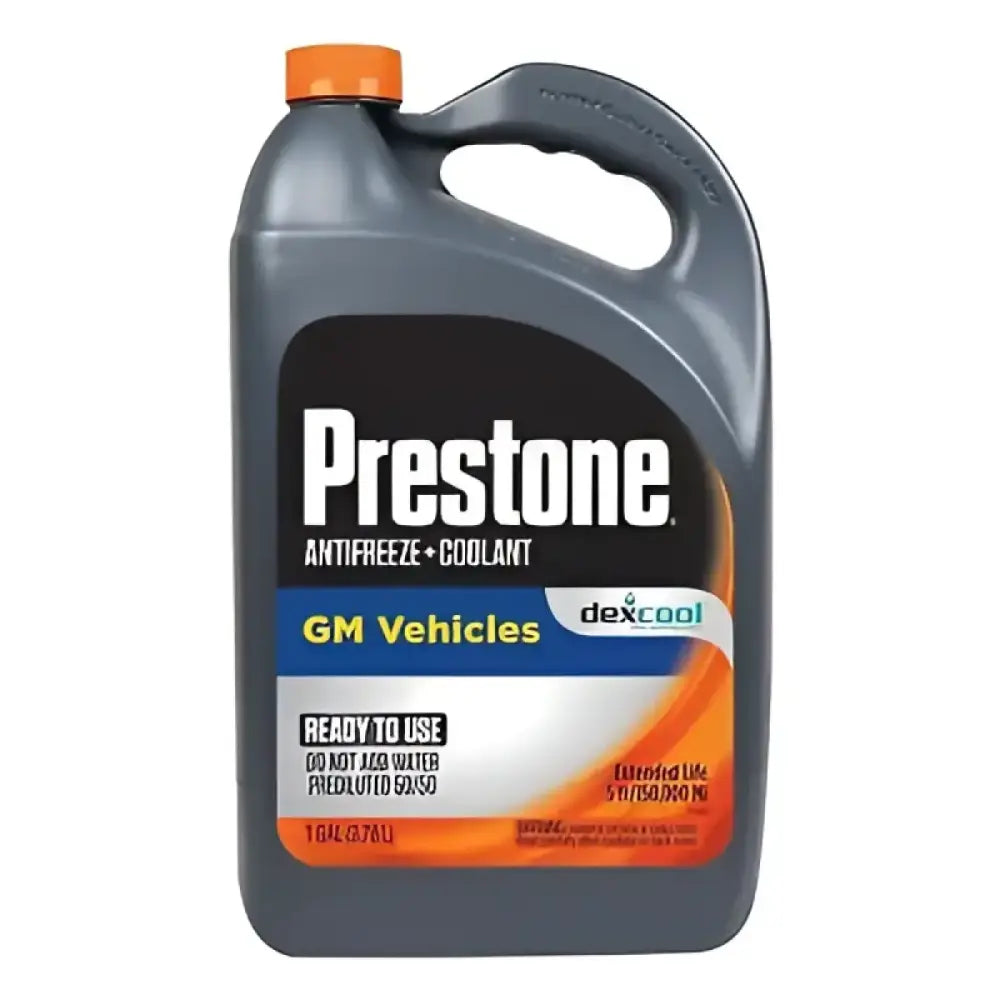 AF850/2F Prestone Prs Af Dexcool El 50% 6X1Ga antifreeze coolant container for GM vehicles.