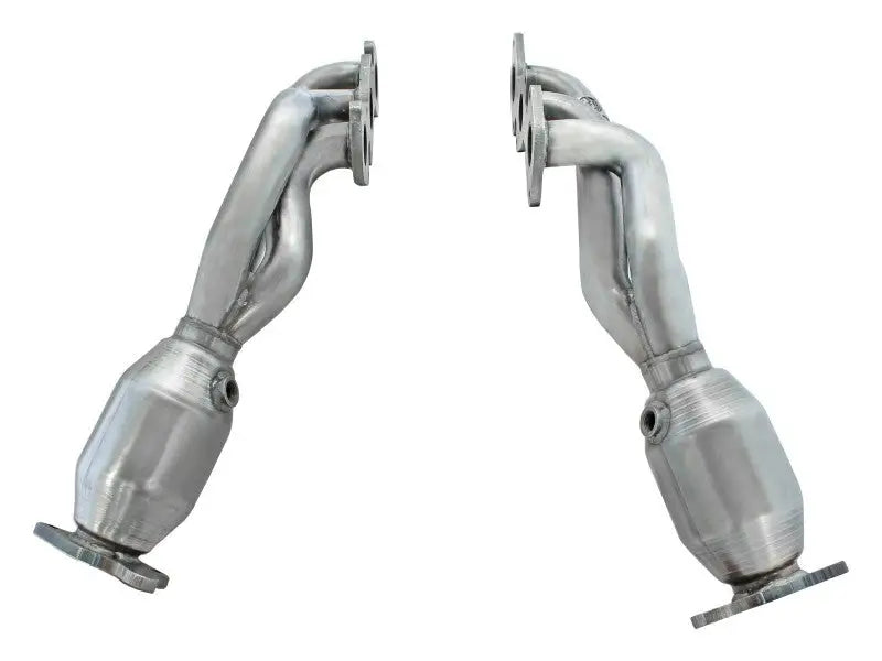 Stainless steel twisted steel long tube exhaust headers with integrated catalytic converters