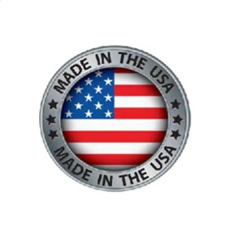 Made in the USA emblem with American flag design on aFe twisted steel stainless steel long tube header