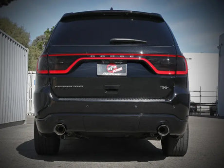 Black Dodge Durango SUV rear view with aFe Mach Force-Xp cat-back exhaust system