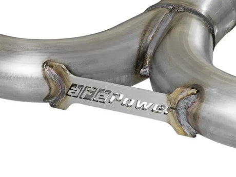 Welded metal exhaust pipes from aFe Mach Force-Xp axle-back exhaust for VW Golf GTI
