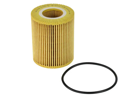 Yellow cylindrical oil filter with black gasket for Ford F-150 Pro Guard HD Oil Filter