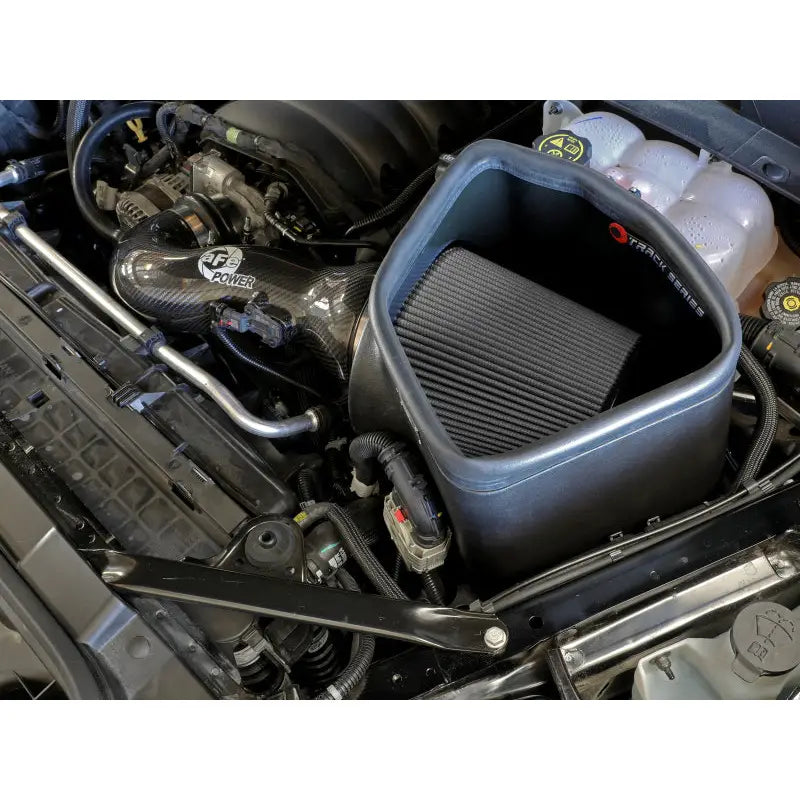 aFe 57-10015D aFe 19-21 GM Trucks 5.3L/6.2L Track Series Carbon Fiber Cold Air Intake System W/ Pro Dry S Filters