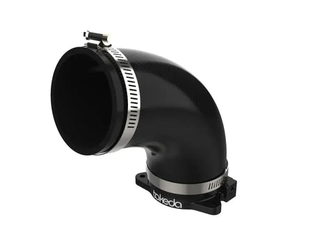 aFe Turbo Inlet for 2019-2020 Hyundai Veloster N with Takeda Intake, black anodized 6061-T6 billet aluminum, precision CNC machined, seamless integration for enhanced airflow and maximum performance, automotive exterior upgrade.